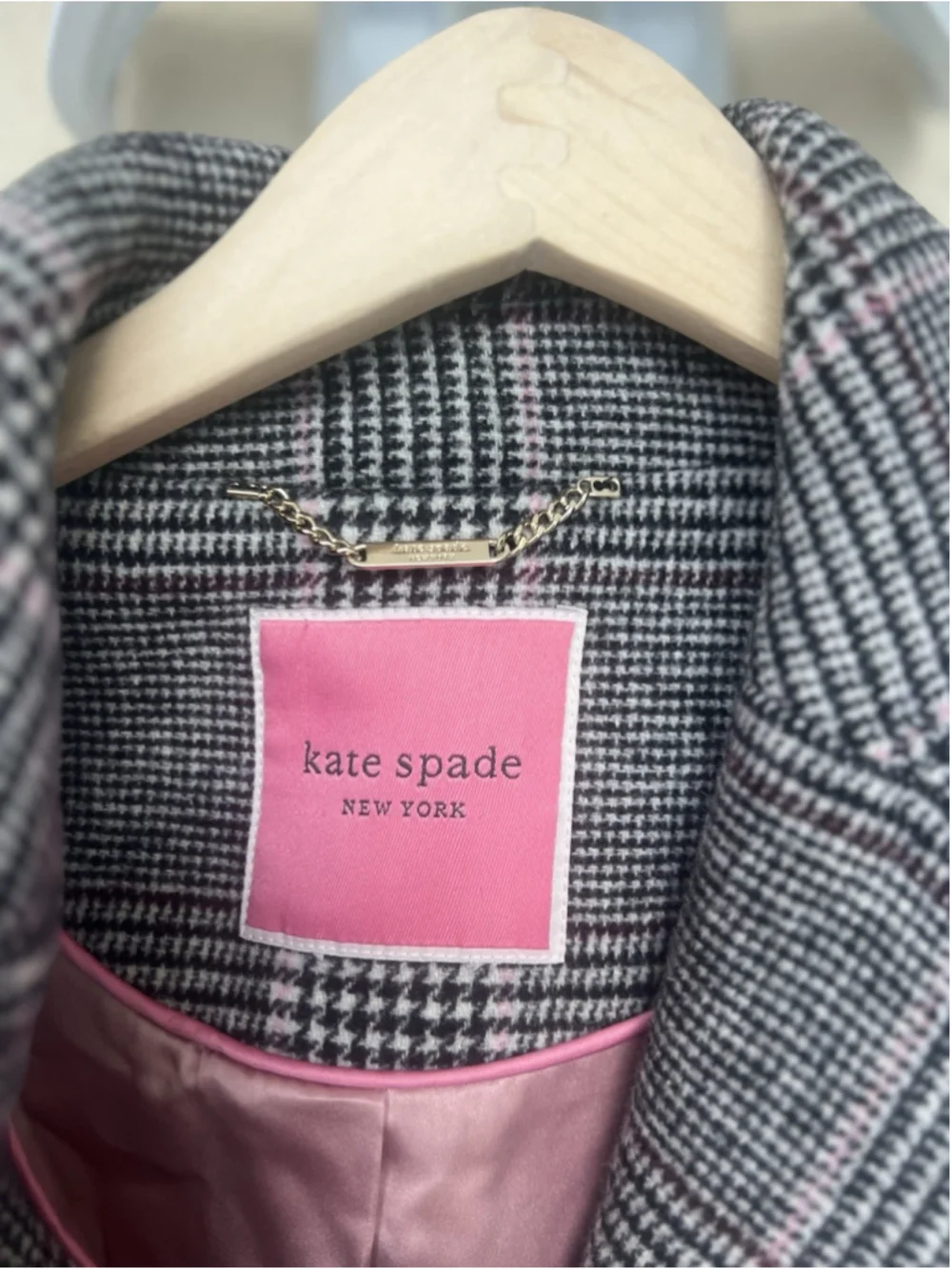 Kate Spade New York Plaid Wool Blend Belted Overcoat M Preppy Academia Office